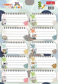 Etichete scolare autoadezive, 30buc/set, Tanex, Animale salbatice