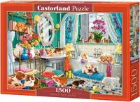 Puzzle Castorland din 1500 de piese - Bălăceala nebună a animalelor de companie