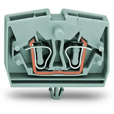 2-conductor terminal block; without push-buttons; with snap-in mounting foot; for plate thickness 0.6 - 1.2 mm; Fixing hole 3.5 mm Ø; 2.5 mm²; CAGE CLAMP®; 2,50 mm²; gray