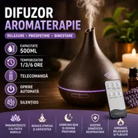 Difuzor de ulei esential, Aromaterapie, Umidificator de aer, Rezervor 500ML, Telecomanda si lumina veghe ajustabila STH-50