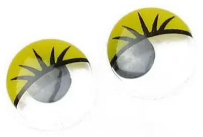 Ochi pictati cu gene pentru decor Em Art - 15 mm, galben (50 buc.)