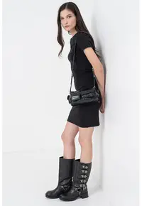 Rochie-tricou slim fit - Negru
