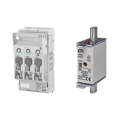 Pachet Protectie Circuit Trifazat: Soclu Siguranta Fuzibila NH00 3P (M8/M8)