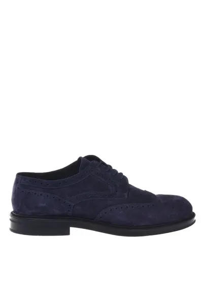 Pantofi Brogue de piele intoarsa - Albastru indigo