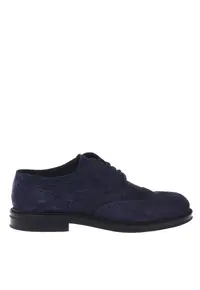 Pantofi Brogue de piele intoarsa - Albastru indigo