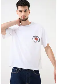 Tricou cu imprimeu pe piept Jorupstate - Alb/Negru antracit