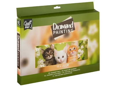 Tablou cu diamante - 3 pisici, 75 x 25 cm
