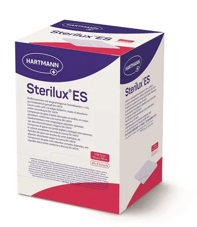 Comprese sterile din tifon Sterilux ES, 10 cm x 10 cm, Hartmann | 25 plicuri
