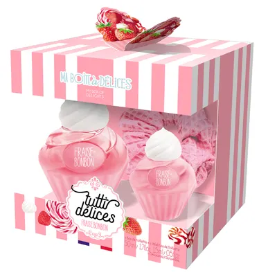 Set cadou dama Tutti Delices Fraise Bonbon, Corania | EDT 50 ml + EDT15 ml + accesoriu par