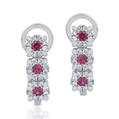 Cercei din aur alb cu rubine de 0.36ct si diamante de 0.32ct