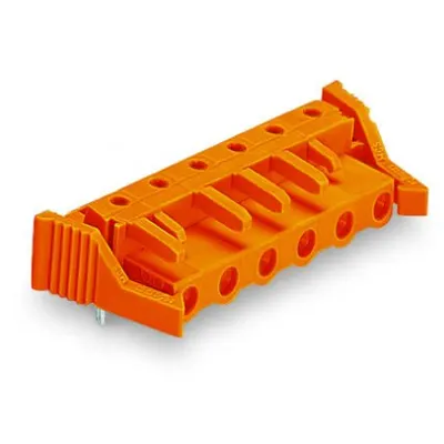THT female header; 0.6 x 1.0 mm solder pin; angled; Locking lever; Pin spacing 7.62 mm; 11-pole; orange