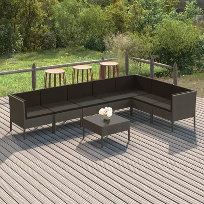 Gossi set mobilier de gradina cu perne, 8 piese, gri, poliratan