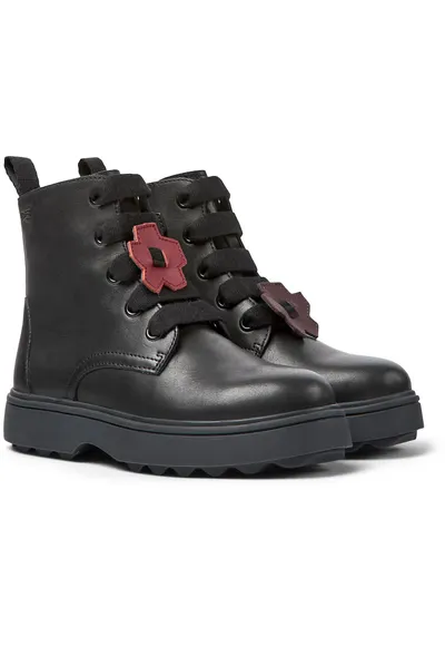 Ghete de piele cu detalii logo Norte Twins 1725 - Negru