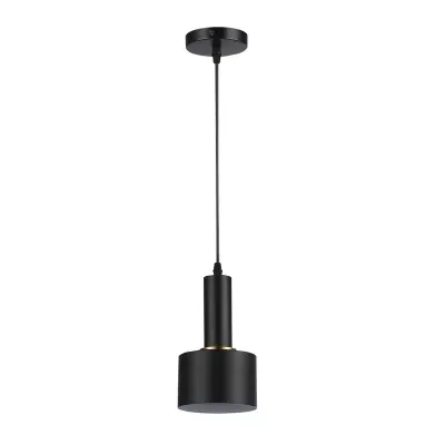Lampa suspendata, LED 60W, E27, corp otel si aluminiu, design elegant, negru
