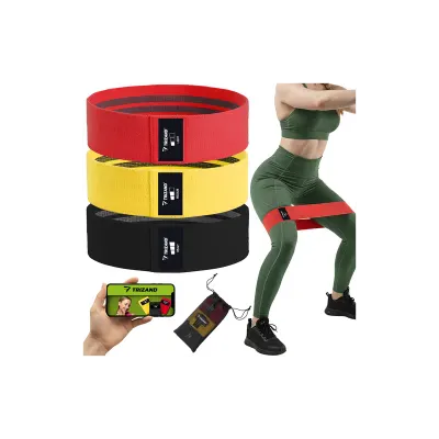 Set 3 benzi elastice antrenament, rezistenta 8–31 kg, textile, latime 8 cm