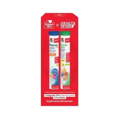 Pachet Magneziu 375 + B1 + B6 + B12 & Imunitate, Doppelherz, 30 comprimate efervescente