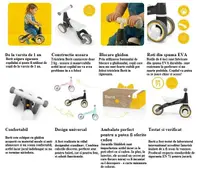 Tricicleta pentru copii fara pedale Berit Ride-On Skiddou Sky High Bleu, actionata cu picioarele, recomandata copiilor de la 1 an pana la 3 ani, cu roti din spuma EVA