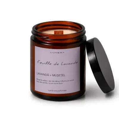 Lumânare parfumată din ceară de soia Feuille de Lavande - Lavandă și Mușețel - Default Title