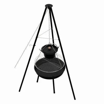 Gratar pe carbuni KLUGMEISTER KY23020A, material otel, suspendat, cu trepied, diametru 49 cm