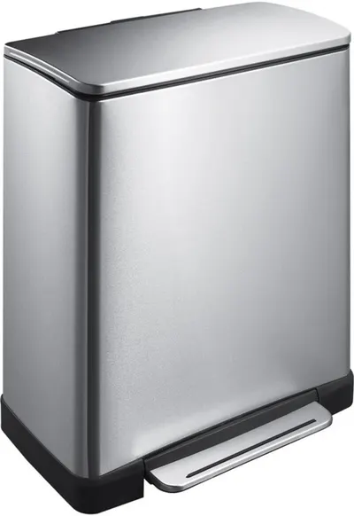 Coș de gunoi pentru colectarea selectivă EKO Europe - E-Cube, 28 + 18 L, crom-mat