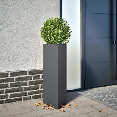 vidaXL Jardiniere grădină, 2 buc. antracit 30x26x75 cm oțel triunghi