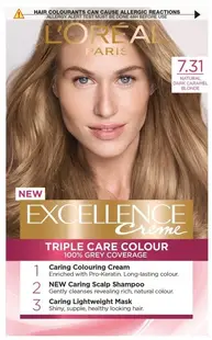 L'Oréal Excellence Vopsea de păr, 7.31 Natural Dark Caramel Blonde