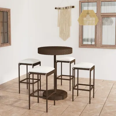 Gossi set mobilier bar de gradina cu perne, 5 piese, maro, poliratan