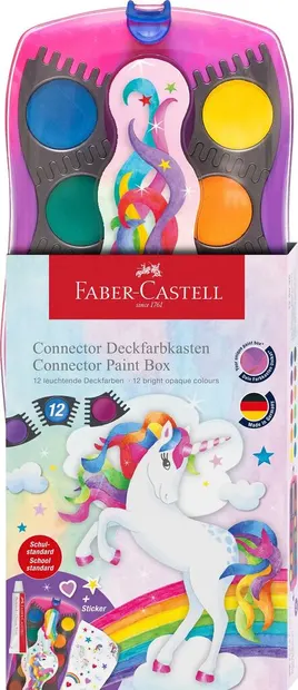 Acuarele pastila, 12culori/set, Connector Unicorni 2025, Faber-Castell