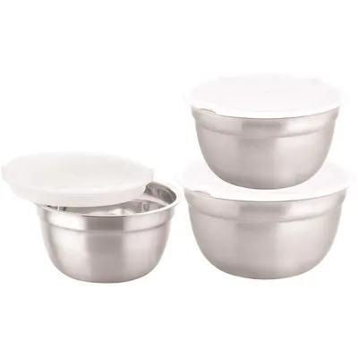 Boluri Inox cu Capace din Plastic, 3 Bucati, Grunberg