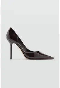 Pantofi D'Orsay de piele lacuita cu toc - Maro inchis