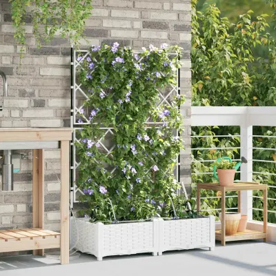 vidaXL Vază pentru Grădină 2 buc. Alb 80 x 40 x 126 cm PP