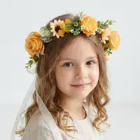 Coroniță pentru păr, reglabilă, cu trandafiri portocalii, Zooky