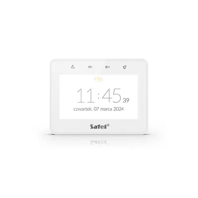 Tastatura touch screen Satel Integra INT-TSG2R-W, 4.3 inch, functii MACRO, Mifare 13.56 MHz, slot card, alb