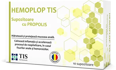 Supozitoare cu propolis Hemoplop Tis, 10 bucati, Tis Farmaceutic