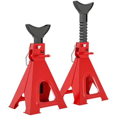 HOMCOM Set de 2 cricuri auto, cricuri de ridicare capacitate 6 tone, înălțime reglabilă 375-592 mm, boltă de siguranță roșu | Aosom Romania
