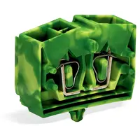 4-conductor terminal block; without push-buttons; with snap-in mounting foot; for plate thickness 0.6 - 1.2 mm; Fixing hole 3.5 mm Ø; 2.5 mm²; CAGE CLAMP®; 2,50 mm²; green-yellow