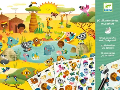 Set pentru decorare cu stickere Djeco - Savana