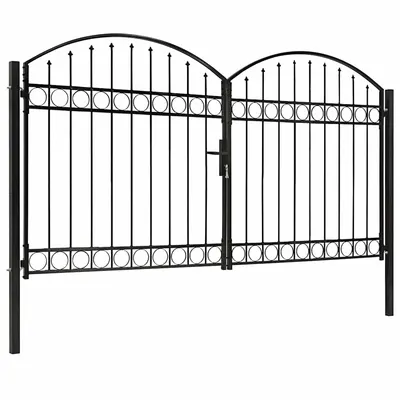 vidaXL Poartă de gard ASSEN Ușă dublă cu blat arcuit din oțel 300x175 cm