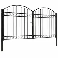 vidaXL Poartă de gard ASSEN Ușă dublă cu blat arcuit din oțel 300x175 cm