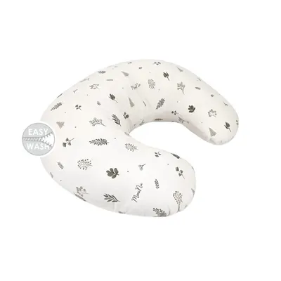 Perna pentru alaptat, MimiNu, Din bumbac certificat Oeko Tex Standard 100, Cu husa detasabila, Cu fermoar securizat, Circumferinta 155 cm, Leaves