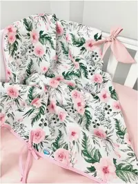 Muselina cu doua fete din bumbac 100x75 cm Pink Garden