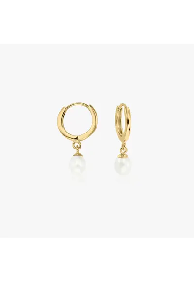 Cercei din aur Pearl Hoops - Perle naturale