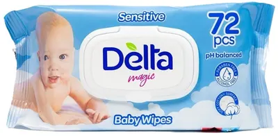 Șervețele umede pentru bebeluși Delta Magic - 72 buc, albastru