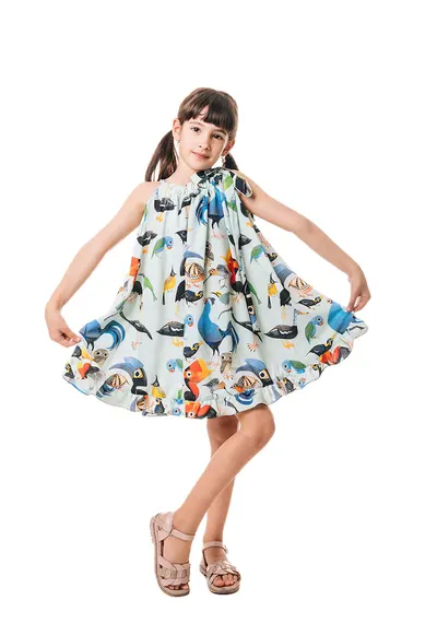 Rochie evazata cu model cu animale - Multicolor