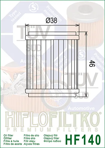 Filtru Ulei HF140 Hiflofiltro Husqvarna Yamaha