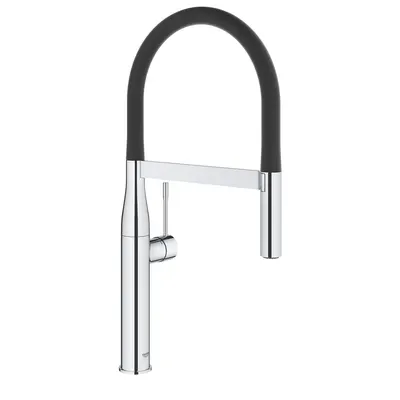 Baterie bucatarie Grohe 30503000, monocomanda, cartus ceramic, limitator de termperatura, dus retractabil, pipa pivotanta, protectie anti-reflux, Crom