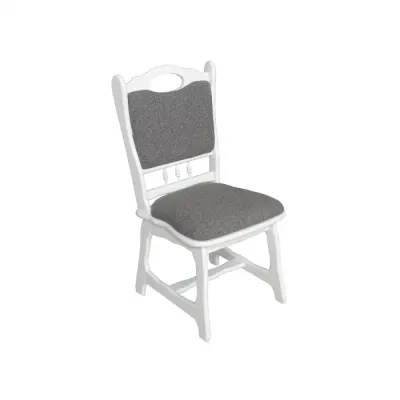 Scaun living FLANDER, cadru alb + stofa gri inchis, 50x48x95 cm