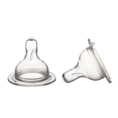 Tetina din silicon cu flux lent pentru biberon cu gat larg EasyStart 3-6 luni, 2 bucati, Canpol babies