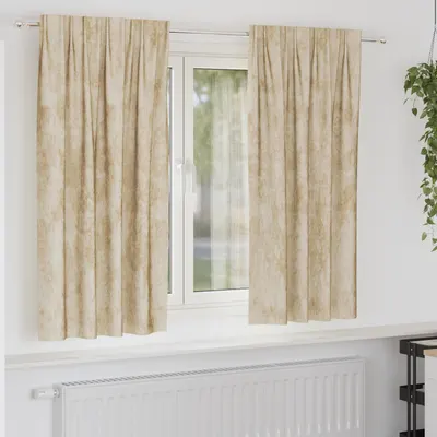 Gossi draperii din catifea 2 piese cu buzunare pentru bagheta crem 175x140 cm