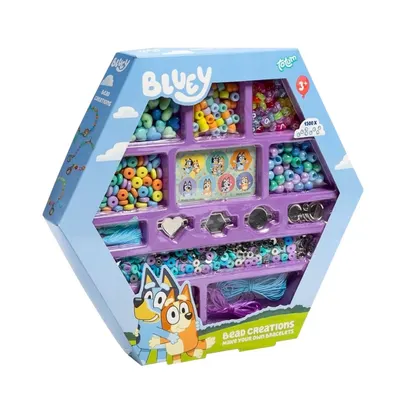 Set brățări Bluey cu 1500 mărgele, șnururi & charm-uri, Totum, 3+ ani